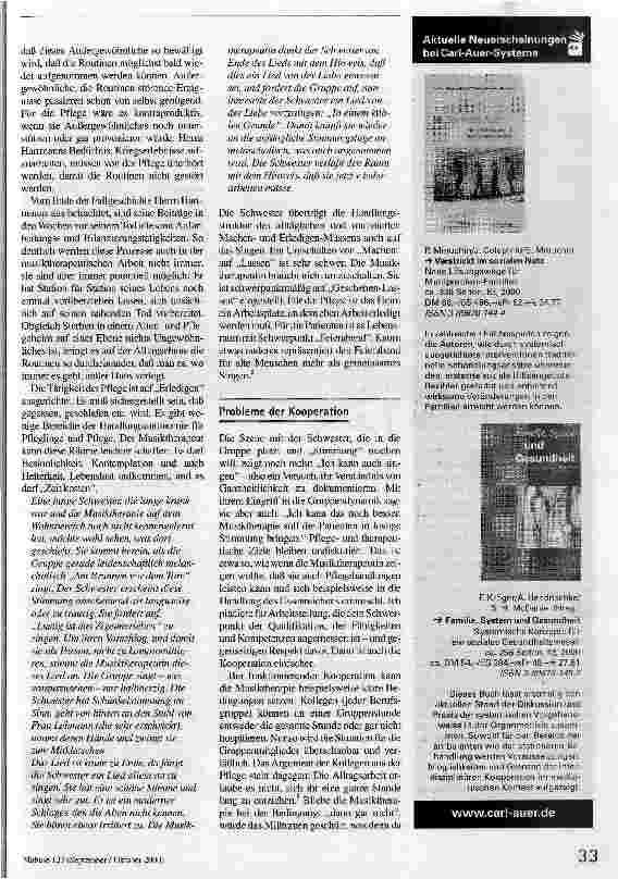 Vorschauseite 4: Musiktherapie in der stationären Altenpflege Konflikte und Kooperation