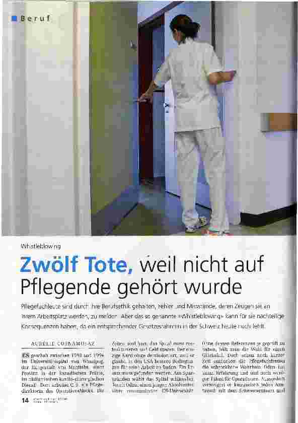 Vorschauseite 1: Zwölf Tote, weil nicht auf Pflegende gehört wurde
