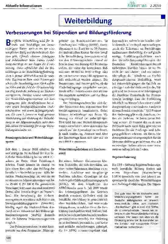 Vorschauseite 1: Verbesserungen bei Stipendien und Bildungsförderung