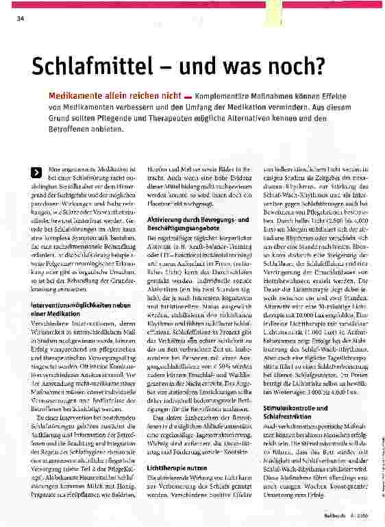Vorschauseite 1: Schlafmittel - und was noch?