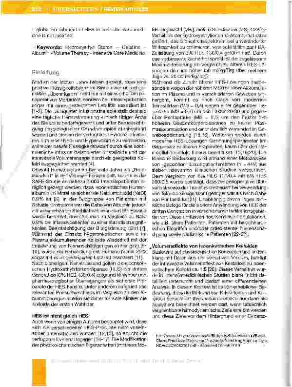 Vorschauseite 2: Hydroxyethylstarke in der Intensivmedizin: Status quo und Perspektiven