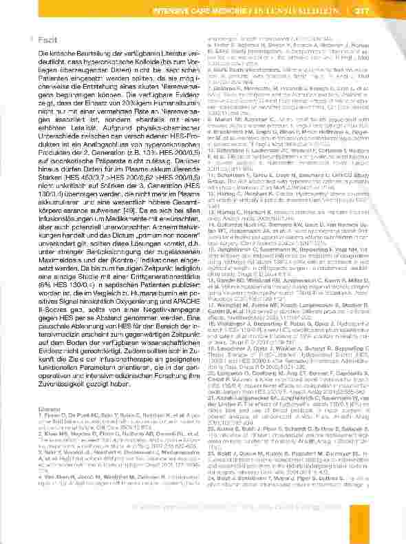 Vorschauseite 6: Hydroxyethylstarke in der Intensivmedizin: Status quo und Perspektiven