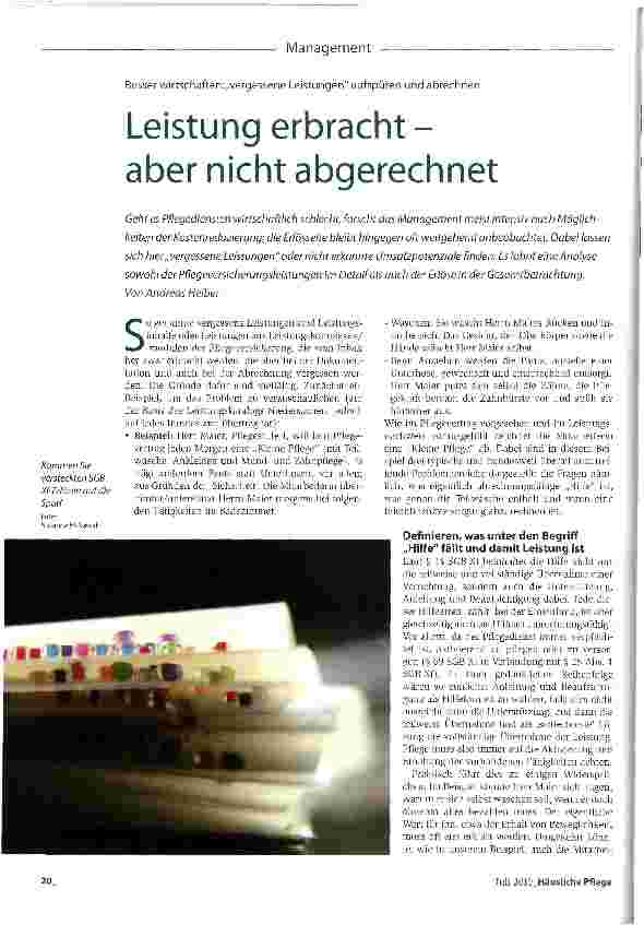Vorschauseite 1: Leistung erbracht -aber nicht abgerechnet