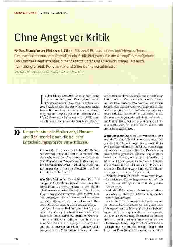Vorschauseite 1: Ohne Angst vor Kritik