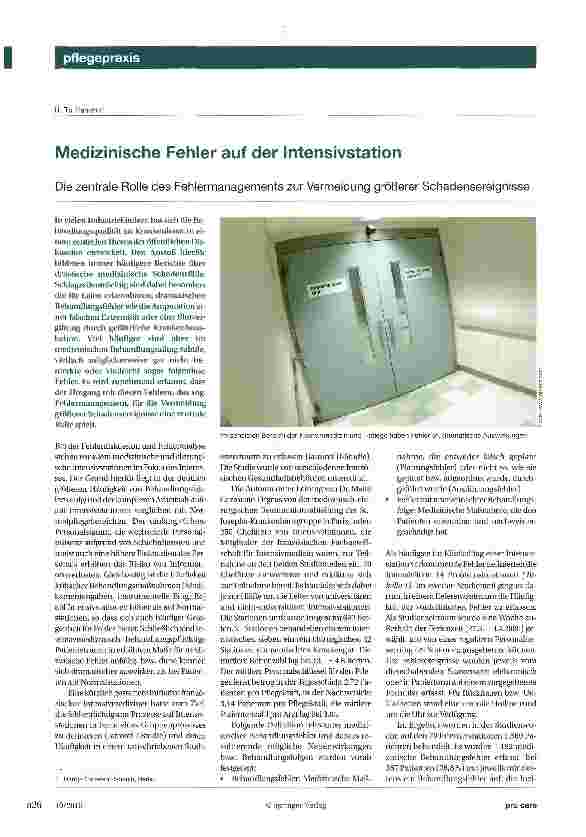Vorschauseite 1: Medizinische Fehler auf der Intensivstation