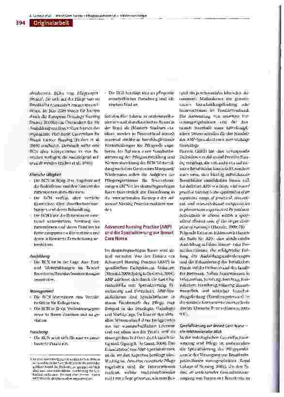 Vorschauseite 2: Breast Care Nurses - Pflegeexpertinnen für Brusterkrankungen Ein Weg zur «Advanced Nursing Practice» in Deutschland?