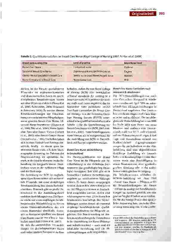 Vorschauseite 3: Breast Care Nurses - Pflegeexpertinnen für Brusterkrankungen Ein Weg zur «Advanced Nursing Practice» in Deutschland?