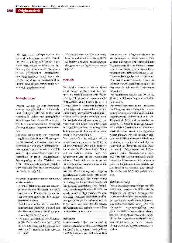 Vorschauseite 4: Breast Care Nurses - Pflegeexpertinnen für Brusterkrankungen Ein Weg zur «Advanced Nursing Practice» in Deutschland?