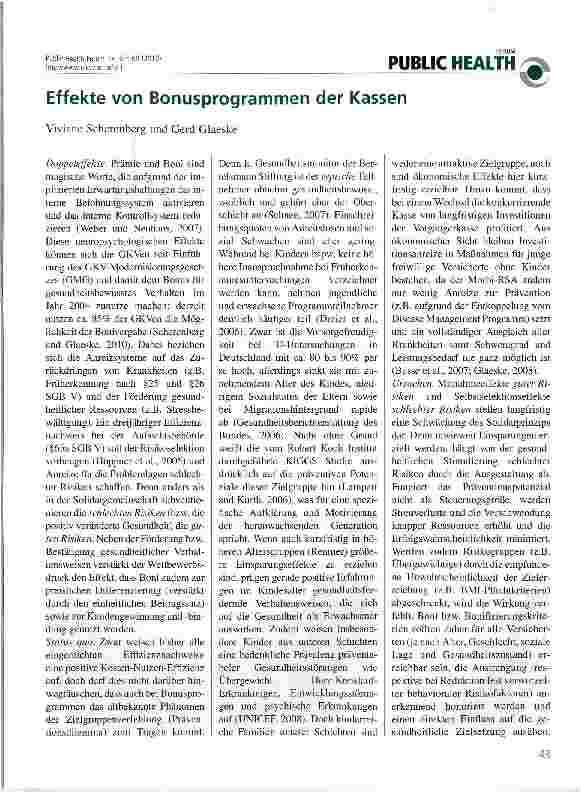 Vorschauseite 1: Effekte von Bonusprogrammen der Kassen