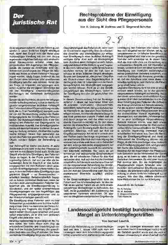 Vorschauseite 1: Rechtsprobleme der Einwilligung aus der Sicht des Pflegepersonals