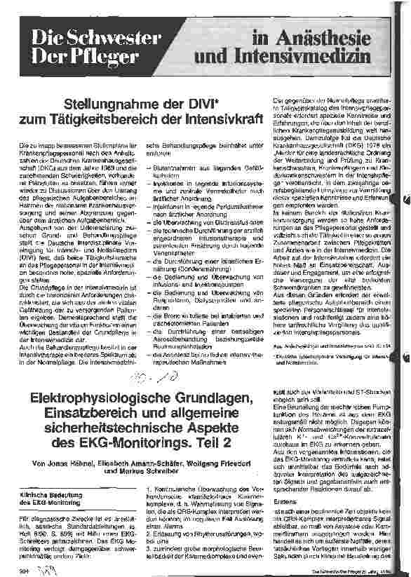 Vorschauseite 1: Elektrophysiologische Grundlagen, Einsatzbereich und allgemeine sicherheitstechnische Aspekte des EKG-Monitorrings - Teil 2