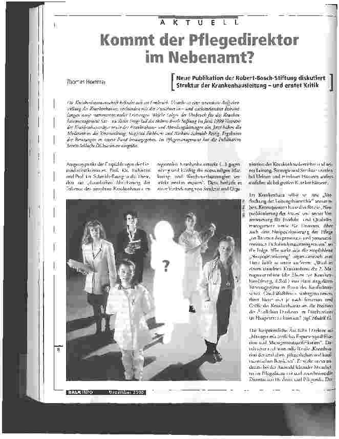 Vorschauseite 1: Kommt der Pflegedirektor im Nebenamt?
