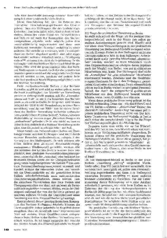 Vorschauseite 5: VG BERLIN ÄUSSERT VERFASSUNGSRECHTLICHE ZWEIFEL AN VERSETZUNG VON BERLINER BEAMTEN IN STELLENPOOL: BVERFG SOLL BERLINER GESETZ ZUM STELLENPOOL PRÜFEN