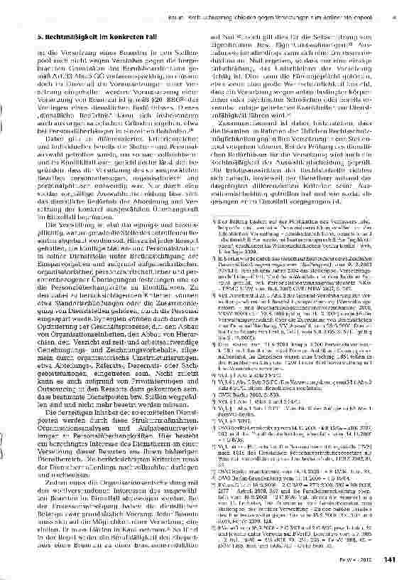 Vorschauseite 6: VG BERLIN ÄUSSERT VERFASSUNGSRECHTLICHE ZWEIFEL AN VERSETZUNG VON BERLINER BEAMTEN IN STELLENPOOL: BVERFG SOLL BERLINER GESETZ ZUM STELLENPOOL PRÜFEN