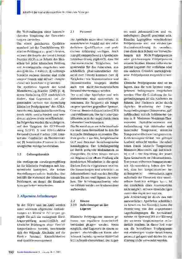 Vorschauseite 2: Mitarbeit der Krankenhausapotheke bei klinischen Prüfungen