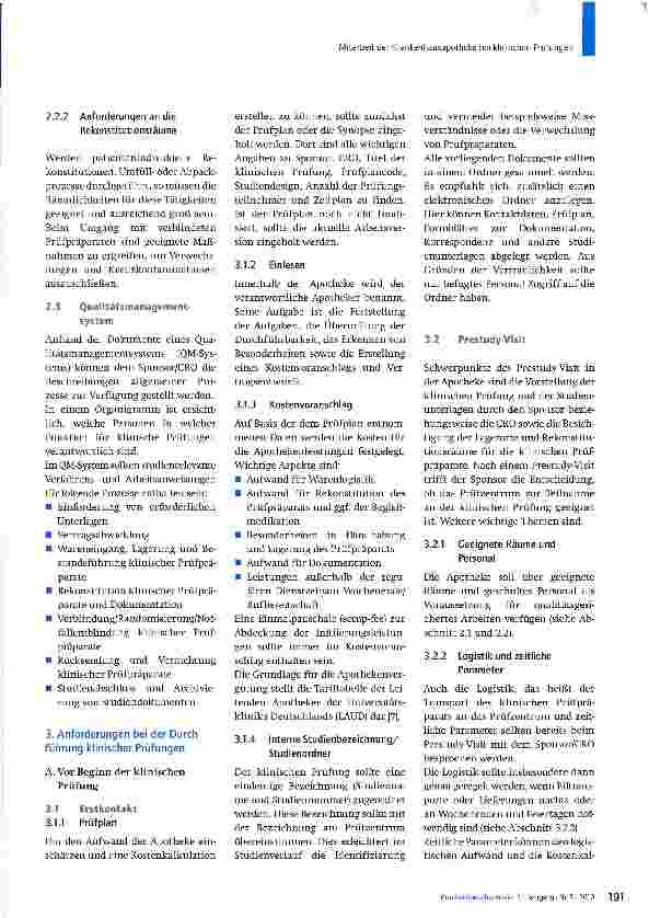 Vorschauseite 3: Mitarbeit der Krankenhausapotheke bei klinischen Prüfungen