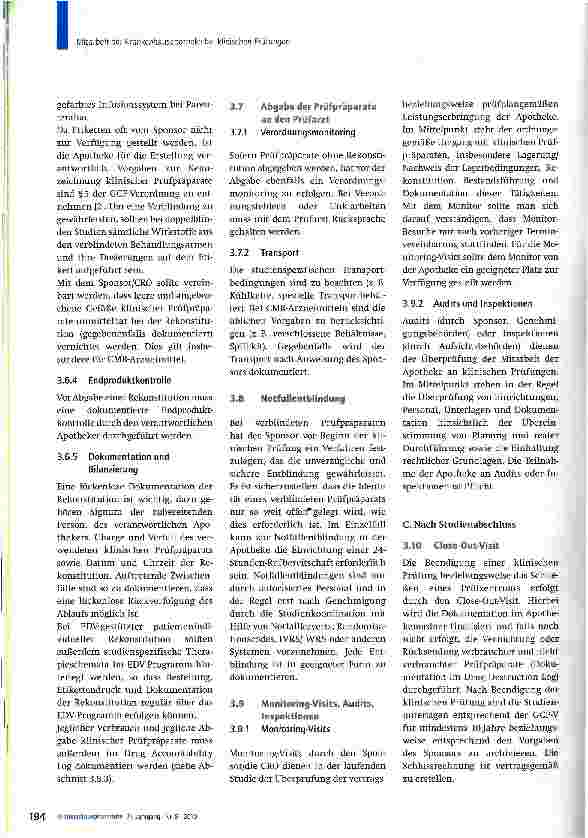 Vorschauseite 6: Mitarbeit der Krankenhausapotheke bei klinischen Prüfungen