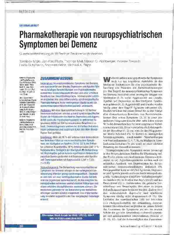 Vorschauseite 2: Pharmakotherapie von neuropsychiatrischen Symptomen bei Demenz