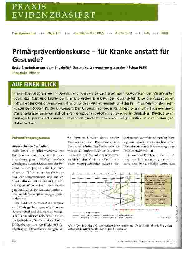 Vorschauseite 1: Primärpräventionskurse - für Kranke anstatt für Gesunde?