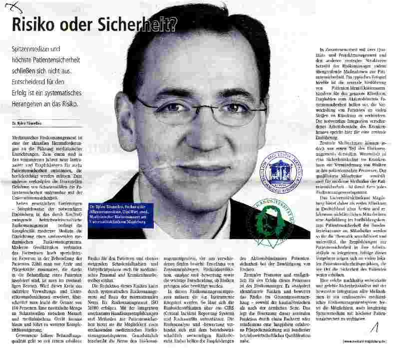 Vorschauseite 1: Risiko oder Sicherheit?