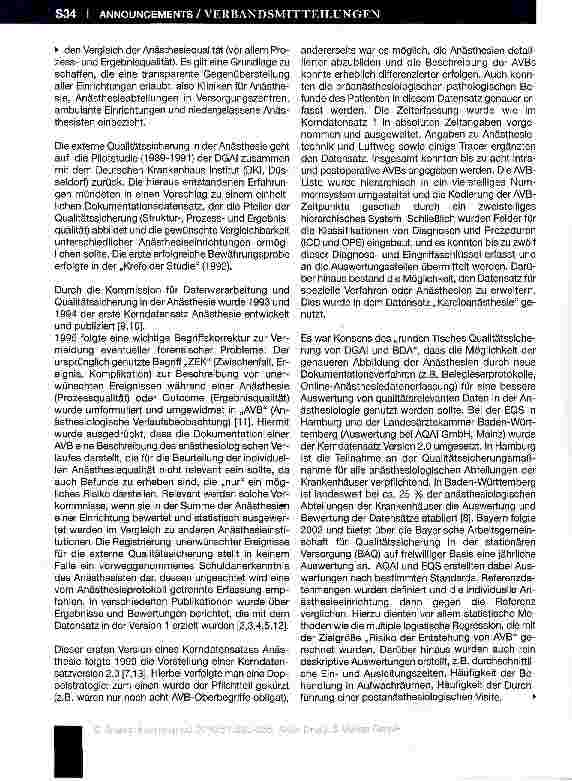 Vorschauseite 2: Aktualisierter Datensatz zur Durchführung der externen Qualitätssicherung in der Anästhesie
