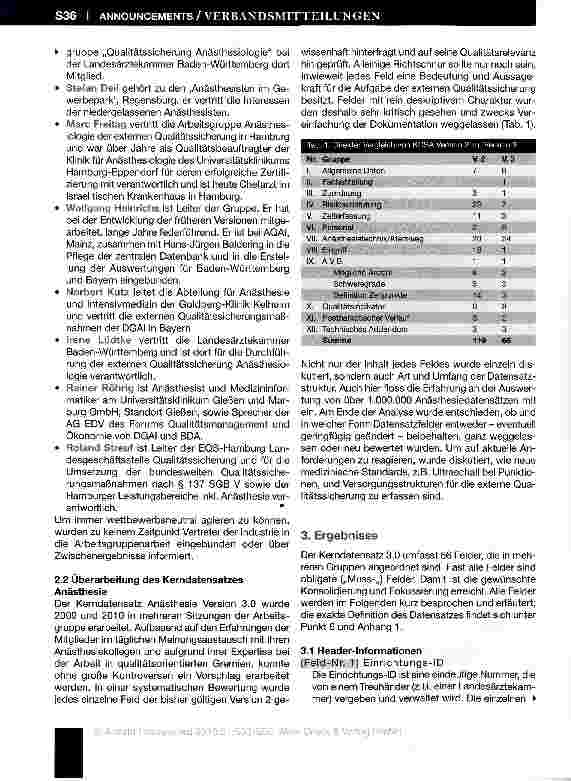 Vorschauseite 4: Aktualisierter Datensatz zur Durchführung der externen Qualitätssicherung in der Anästhesie