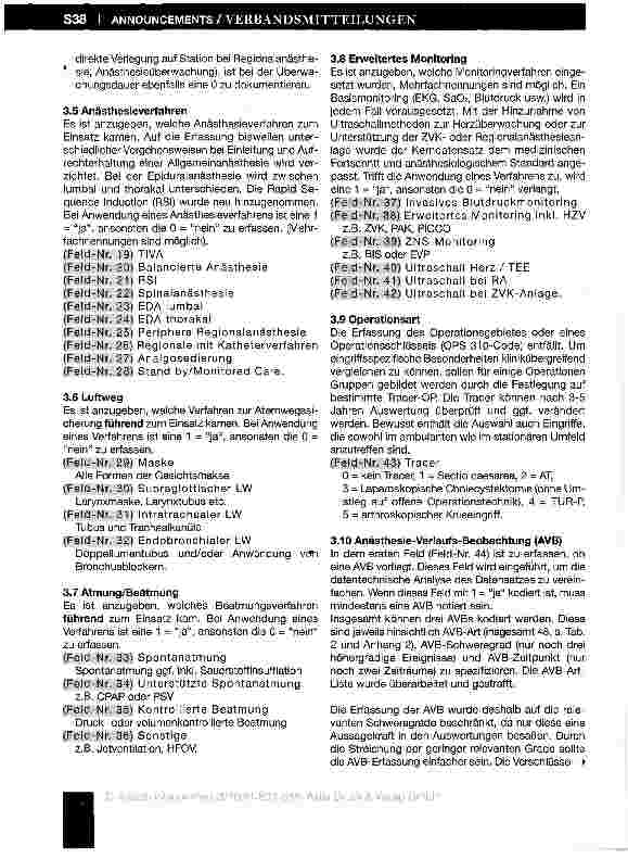 Vorschauseite 6: Aktualisierter Datensatz zur Durchführung der externen Qualitätssicherung in der Anästhesie