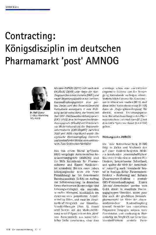 Vorschauseite 1: Contracting:Königsdisziplin im deutschen Pharmamarkt post AMNOG