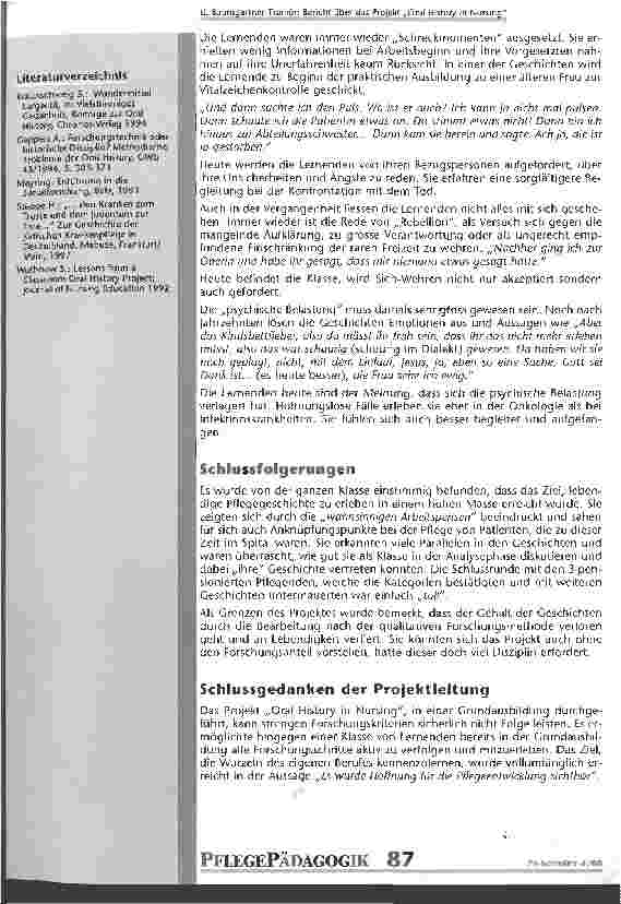 Vorschauseite 6: Bericht über das Projekt Oral History in Nursing in der Grundausbildung