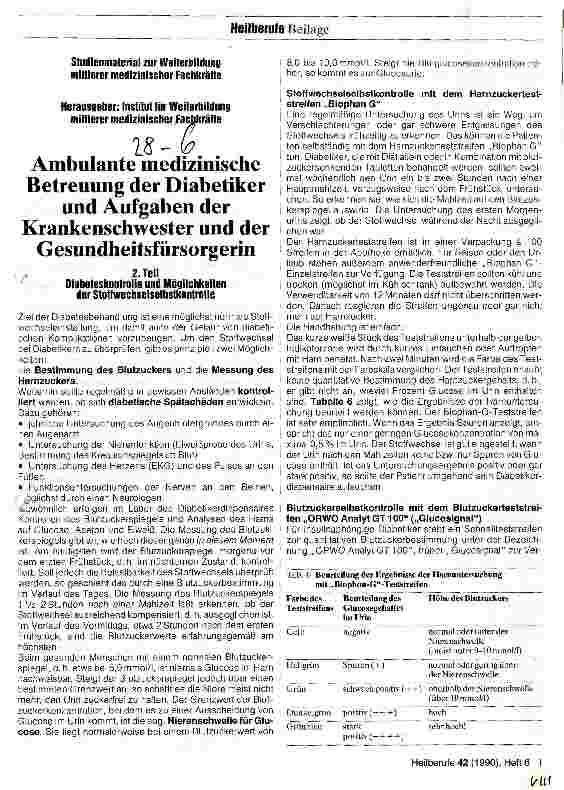 Vorschauseite 1: Ambulante medizinische Betreuung der Diabetiker und Aufgaben der Krankenschwester und der Gesundheitsfürsorgerin