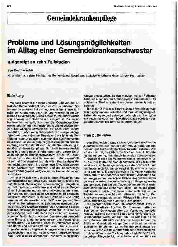 Vorschauseite 1: Probleme und Lösungsmöglichkeiten im Alltag einer Gemeindekrankenschwester