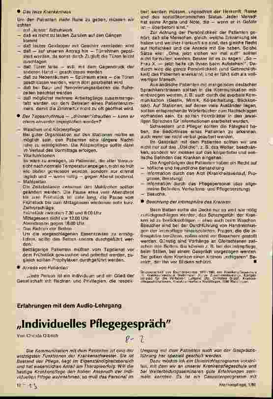 Vorschauseite 2: Menschlich pflegen - realisierbare Vorschläge