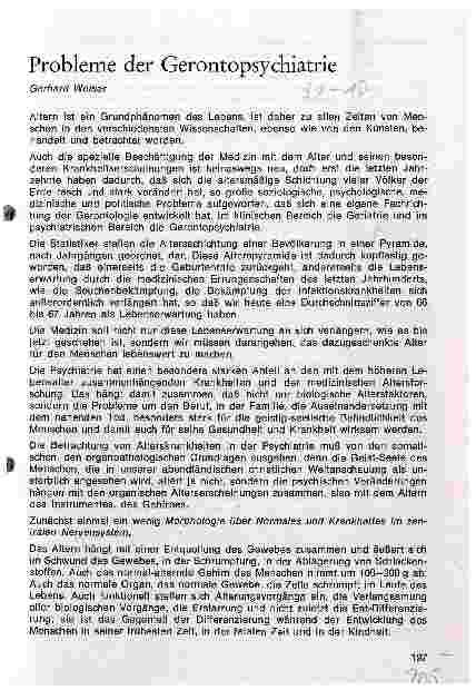Vorschauseite 1: Probleme der Gerontopsychiatrie