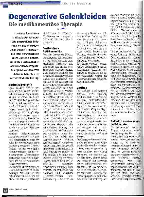 Vorschauseite 1: Degenerative Gelenkleiden Die medikamentöse Therapie