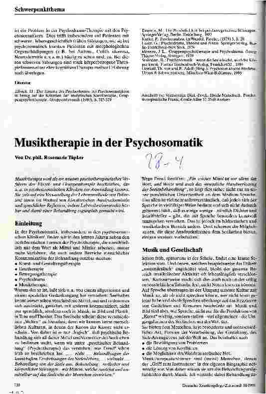Vorschauseite 1: Musiktherapie in der Psychosomatik