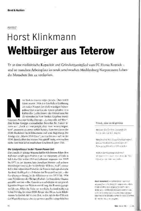 Vorschauseite 1: Horst Klinkmann Weltbürger aus Teterow