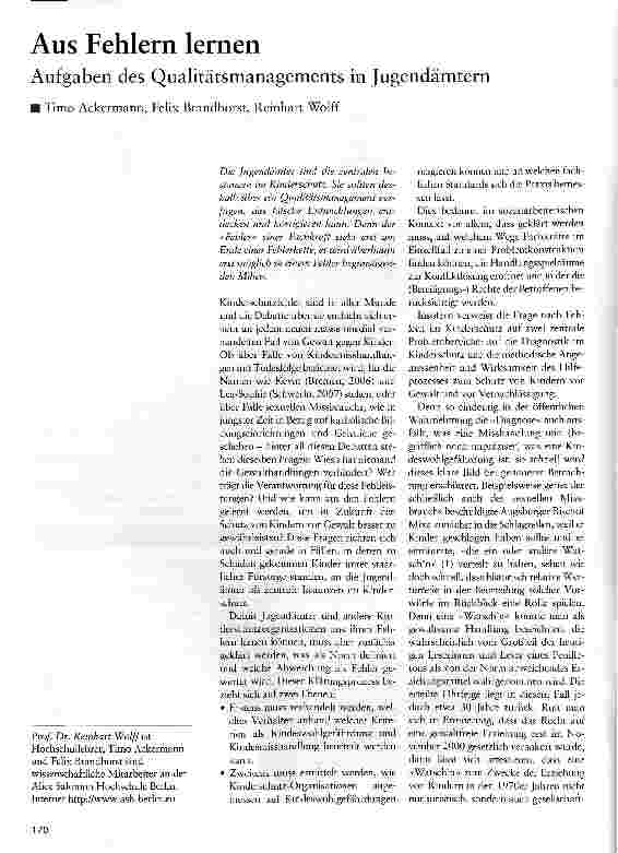 Vorschauseite 1: Aus Fehlern lernen Aufgaben des Qualitätsmanagements in Jugendämtern