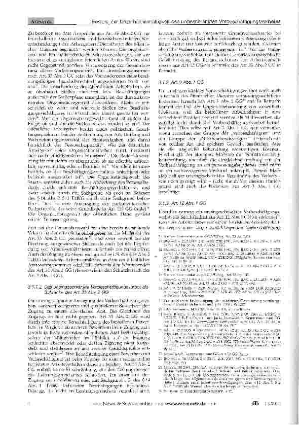 Vorschauseite 3: Zur Unverhältnismäßigkeit des unbeschränkten Vorbeschäftigungsverbotes in § 14 Abs. 2 S.2 TzBfG