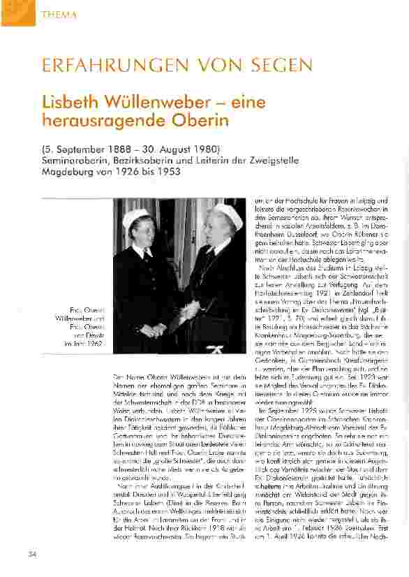 Vorschauseite 1: ERFAHRUNGEN VON SEGEN Lisbeth Wüllenweber - eine herausragende Oberin