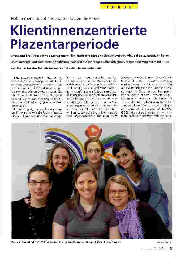 Vorschauseite 1: Klientinnenzentrierte Plazentarperiode