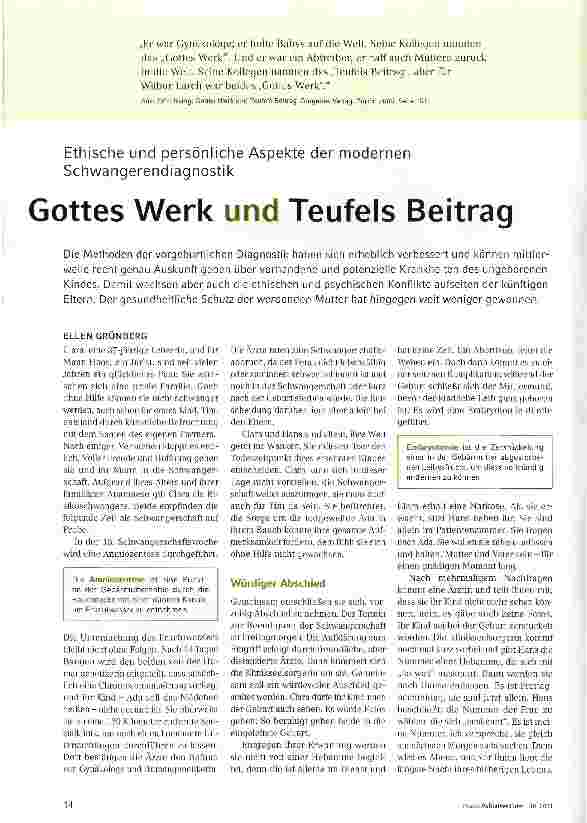 Vorschauseite 1: Ethische und persönliche Aspekte der modernen SchwangerendiagnostikGottes Werk und Teufels Beitrag