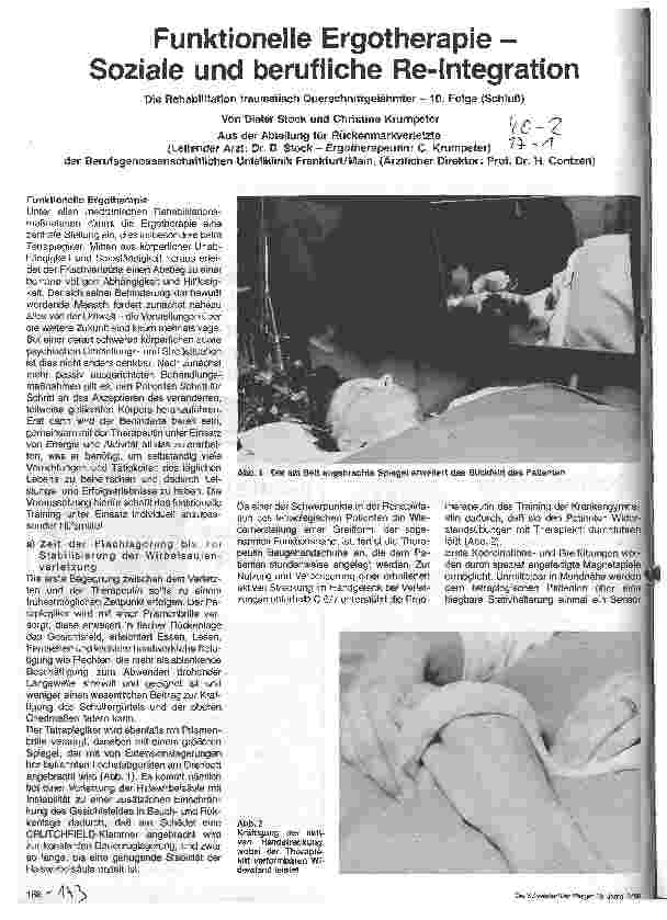 Vorschauseite 1: Funktionelle Ergotherapie - Soziale und berufliche Re-Integration. Die Rehabilitation traumatisch Querschnittgelähmter - 10.Folge