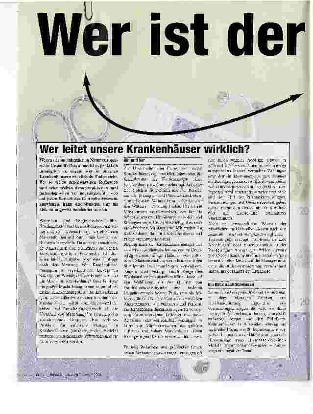 Vorschauseite 1: Wer ist hier der Boss?Wer leitet unsere Krankenhäuser wirklich?