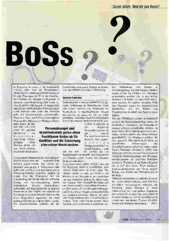 Vorschauseite 2: Wer ist hier der Boss?Wer leitet unsere Krankenhäuser wirklich?