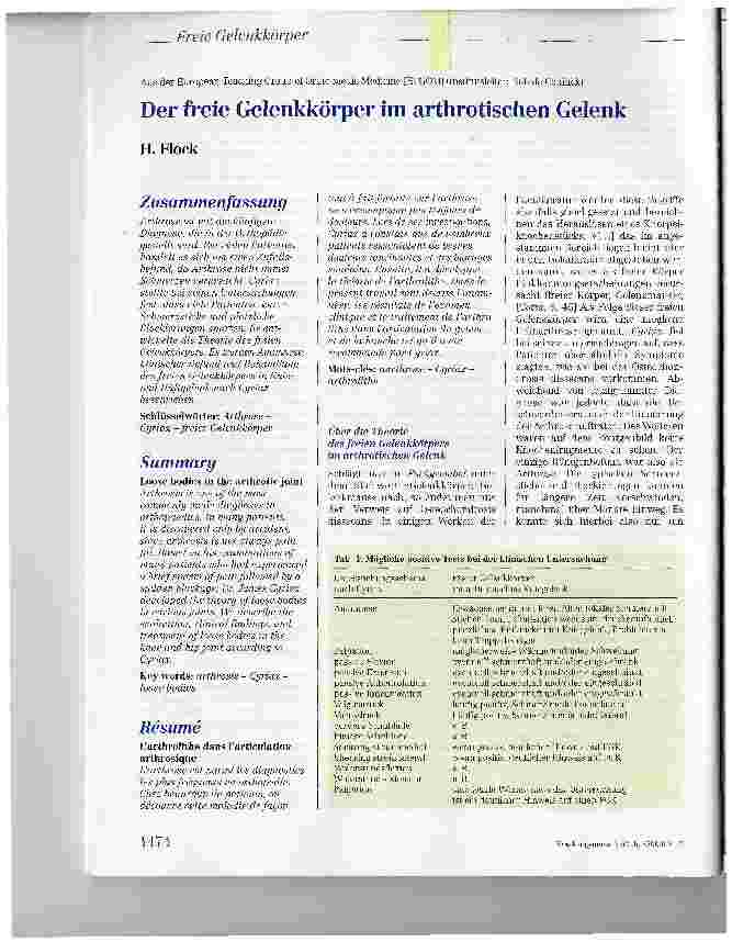 Vorschauseite 1: Der freie Gelenkkörper im arthrotischen Gelenk