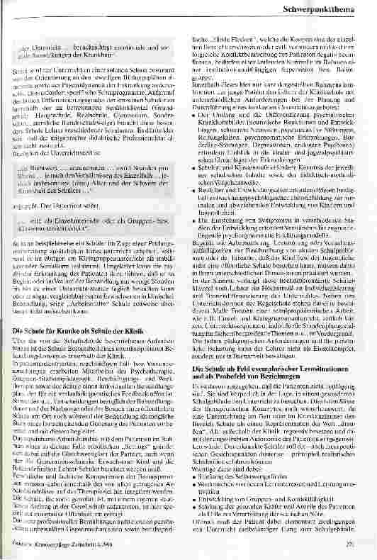 Vorschauseite 2: Die Klinikschule in der Kinderund Jugendpsychiatrie