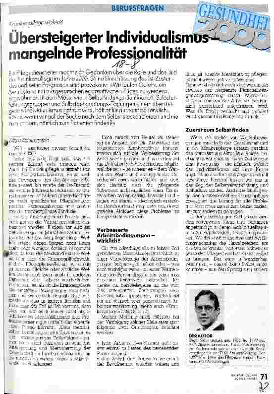 Vorschauseite 1: Übersteigerter Individualismus - mangelnde Professionalität