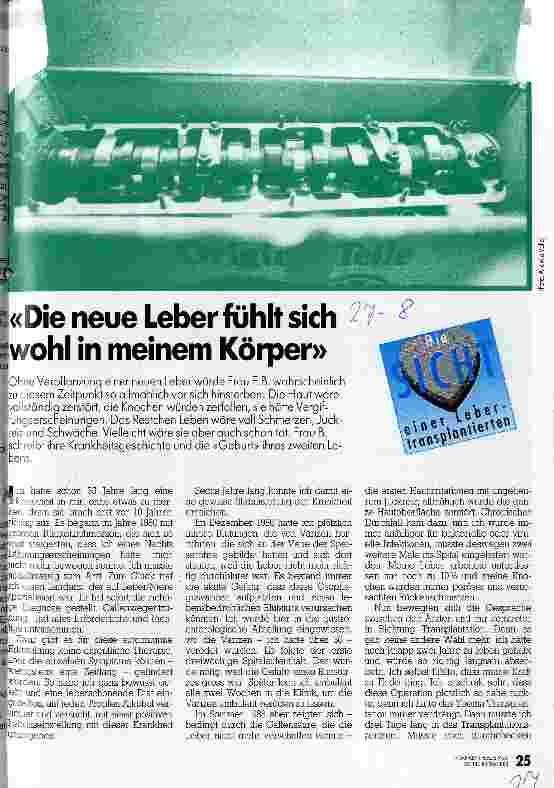 Vorschauseite 1: Die neue Leber fühlt sich wohl in meinem Körper Die Sicht einer Lebertransplantierten