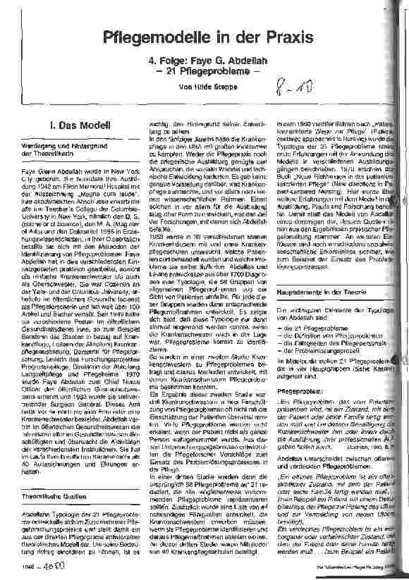 Vorschauseite 1: Pflegemodelle in der Praxis - 4. Folge: 21 Pflegeprobleme
