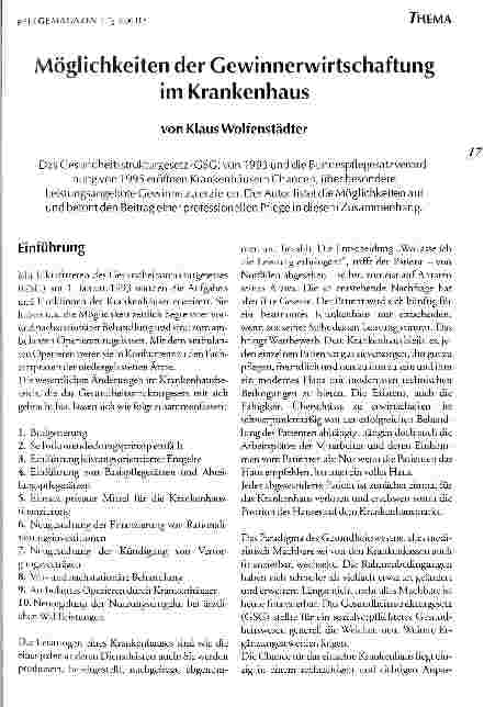 Vorschauseite 1: Möglichkeiten der Gewinnerwirtschaftung im Krankenhaus